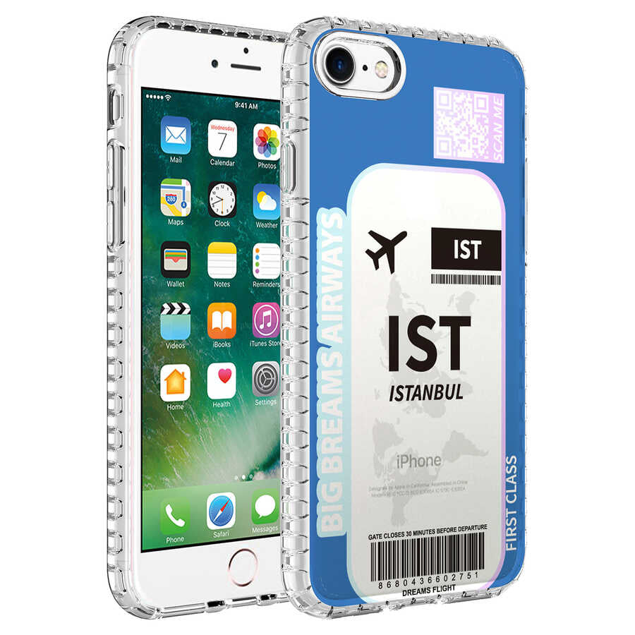 Apple iPhone SE 2020 Kılıf Airbag Kenarlı Renkli Desenli Silikon Zore Elegans Kapak NO4