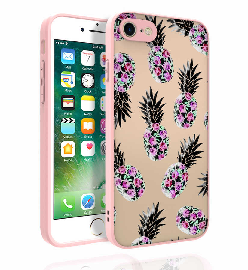 Apple iPhone SE 2020 Kılıf Desenli Kamera Korumalı Parlak Zore Nora Kapak NO1