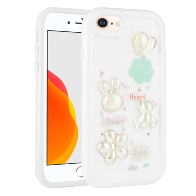 Apple iPhone SE 2020 Kılıf Kabartma Figürlü Parlak Zore Toys Silikon Kapak Mor