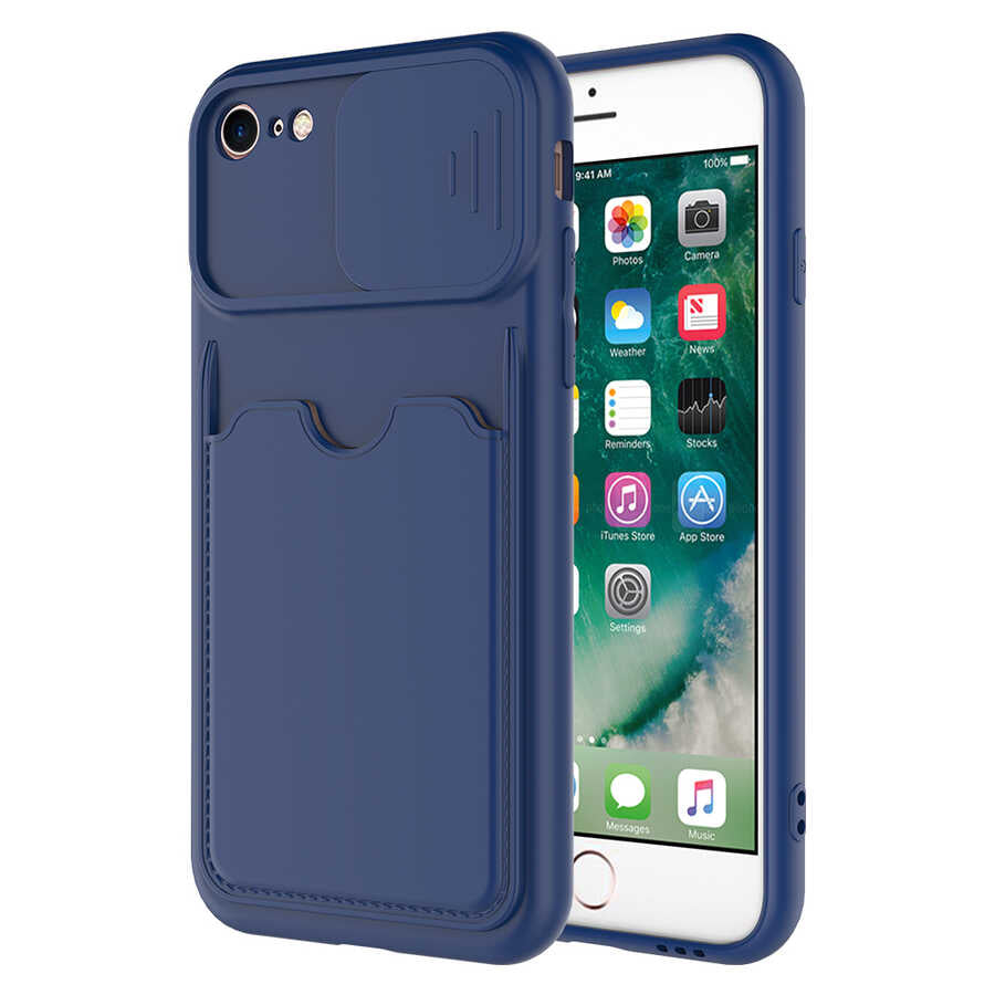 Apple iPhone SE 2020 Kılıf Zore Kartix Kapak Lacivert