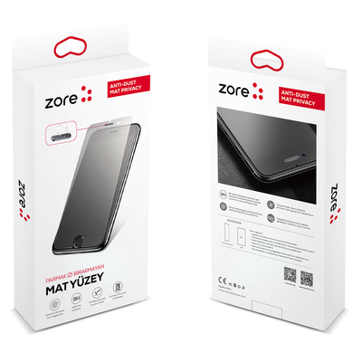 Apple iPhone SE 2020 Zore Anti-Dust Mat Privacy Temperli Ekran Koruyucu Beyaz