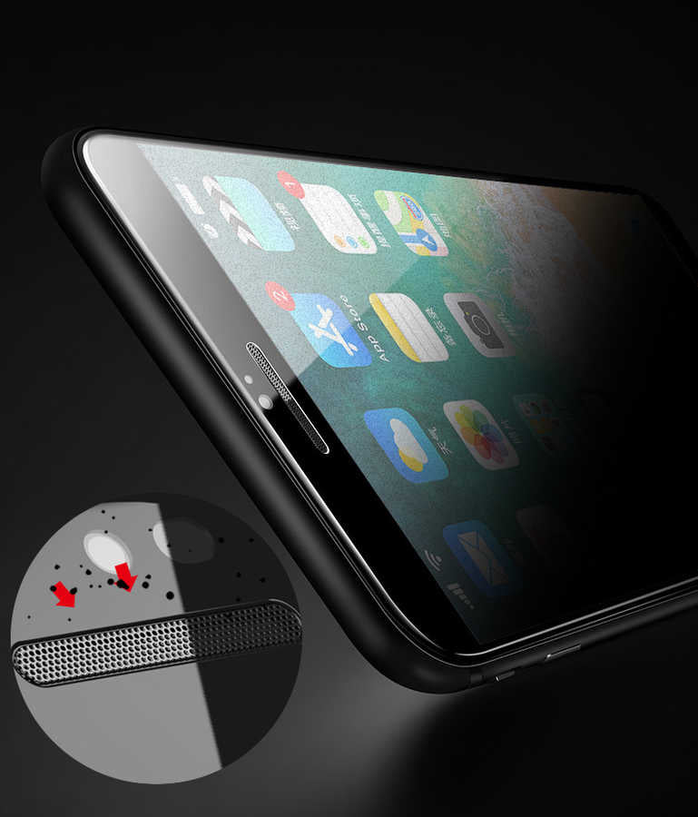 Apple iPhone SE 2020 Zore Anti-Dust Mat Privacy Temperli Ekran Koruyucu Beyaz