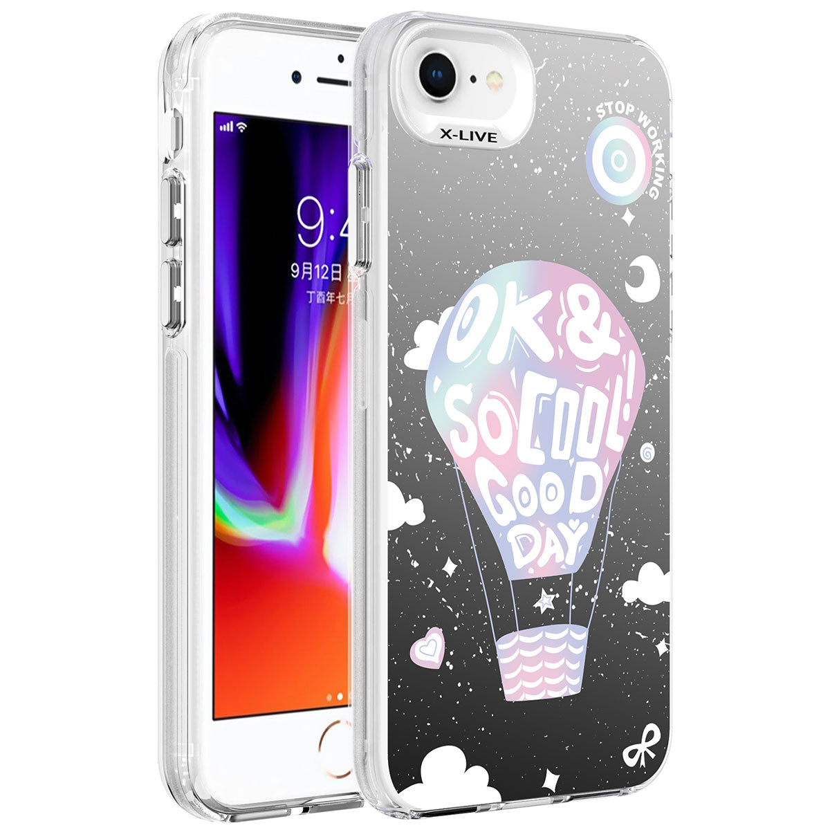 Apple iPhone SE 2022 Kılıf Desenli Zore Silver Sert Kapak Çiçek