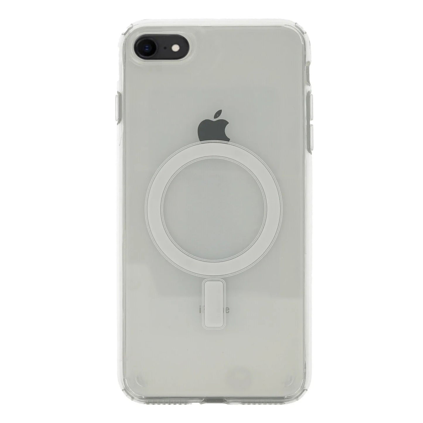 Apple iPhone SE 2022 Kılıf M-safe Şarj Özellikli Şeffaf Sert PC Zore Embos Kapak Renksiz