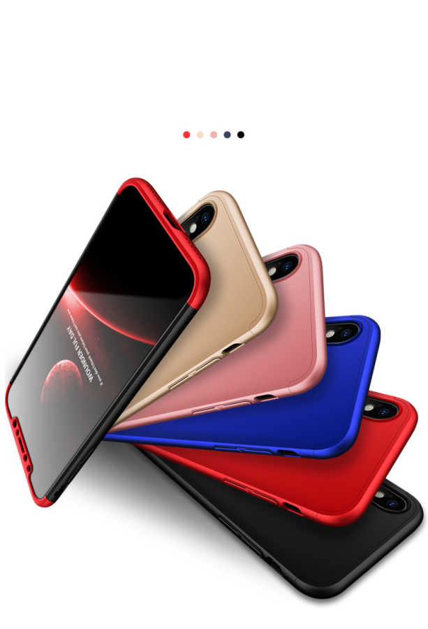 Apple iPhone X Kılıf Zore Ays Kapak Siyah-Kırmızı