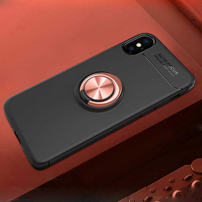 Apple iPhone X Kılıf Zore Ravel Silikon Kapak Siyah-Rose Gold