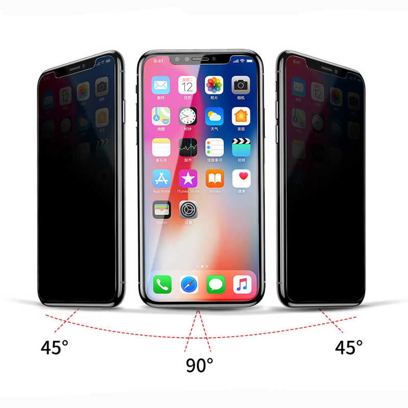 Apple iPhone X Zore Rika Premium Privacy Temperli Cam Ekran Koruyucu Siyah