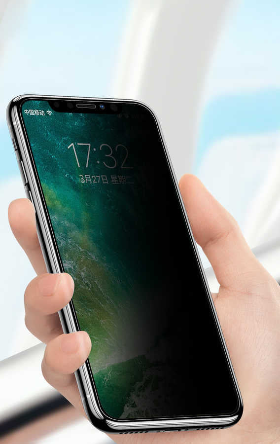 Apple iPhone XR 6.1 Zore Anti-Dust Mat Privacy Temperli Ekran Koruyucu Siyah