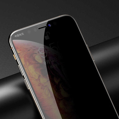Apple iPhone XS 5.8 Zore Kor Privacy Cam Ekran Koruyucu Siyah