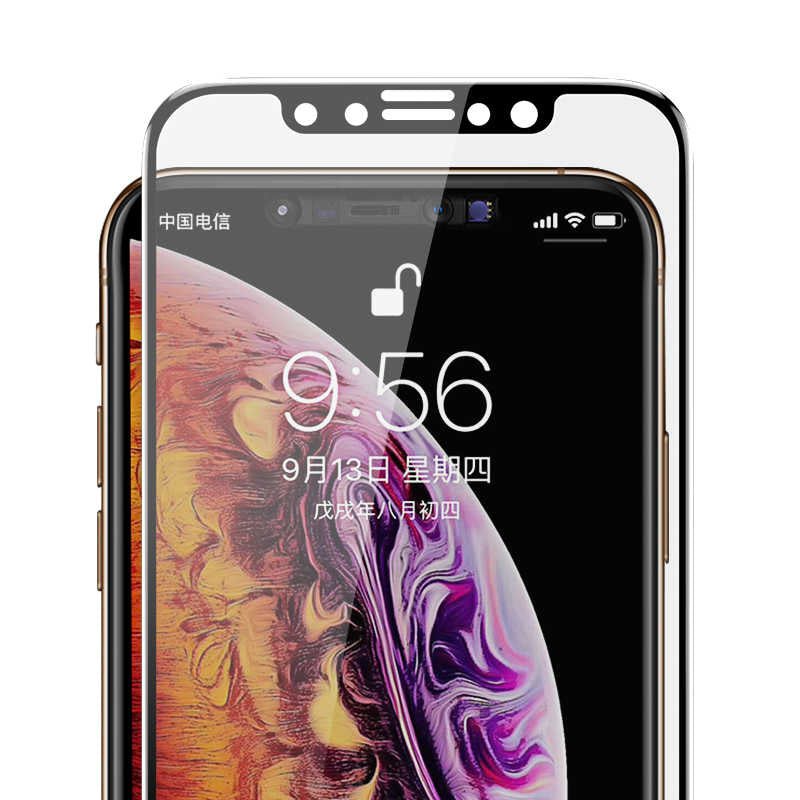 Apple iPhone XS 5.8 Zore Kor Privacy Cam Ekran Koruyucu Siyah