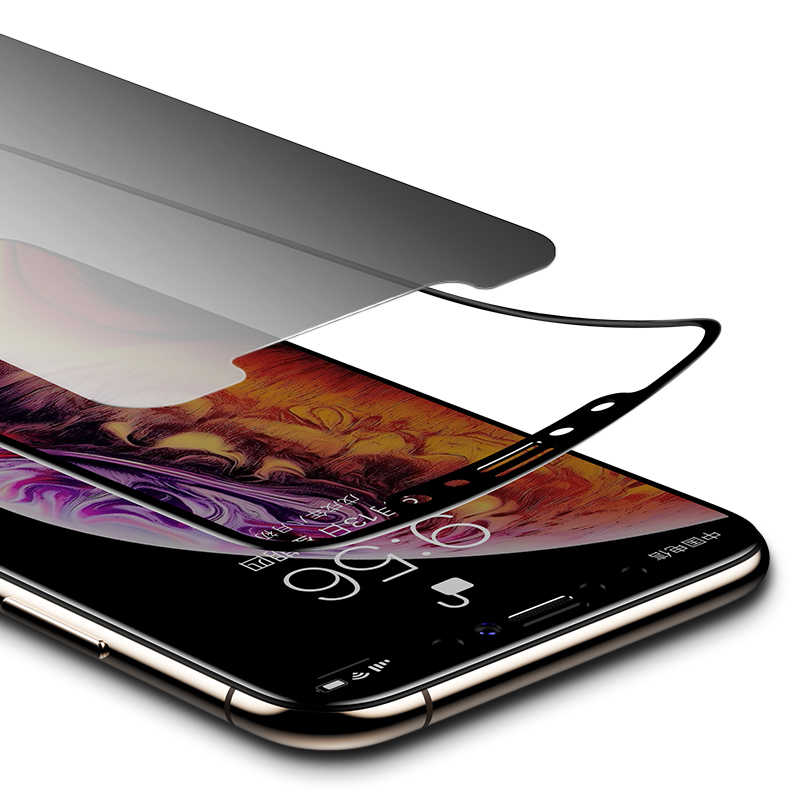 Apple iPhone XS Max 6.5 Zore Kor Privacy Cam Ekran Koruyucu Siyah