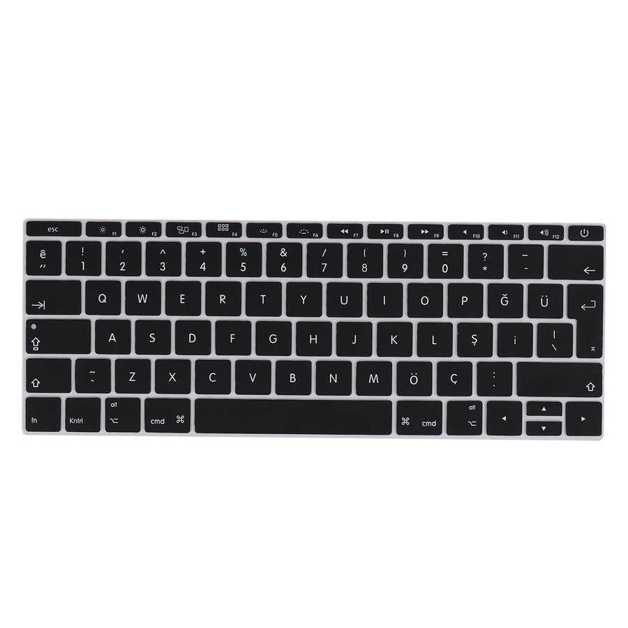Apple Macbook 12' Retina A1534 Zore Klavye Koruyucu Silikon Ped Siyah