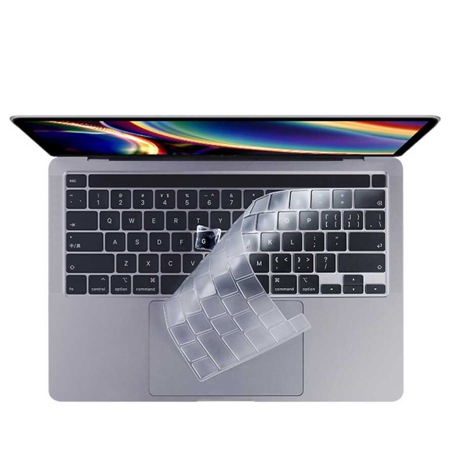 Apple Macbook 13.3' Air 2020 A2337 Zore Klavye Koruyucu Şeffaf Silikon Ped Renksiz