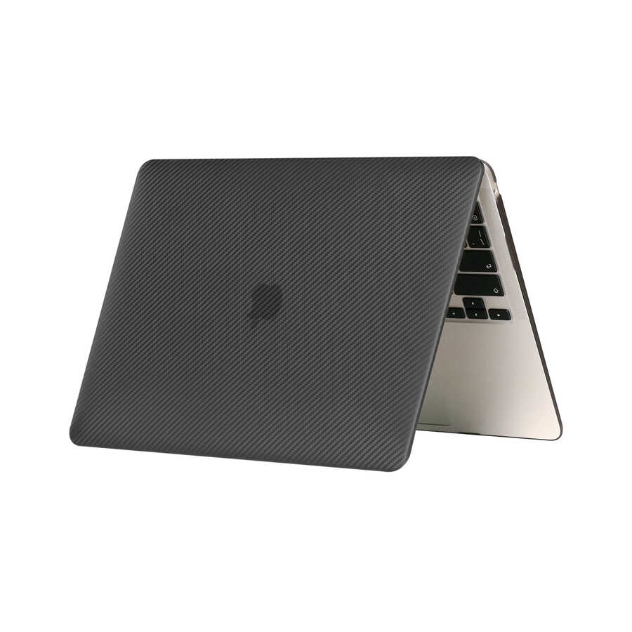 Apple Macbook 13.3' Air 2020 A2337 Zore MSoft Carbon Fiber Tasarımlı Kapak Siyah