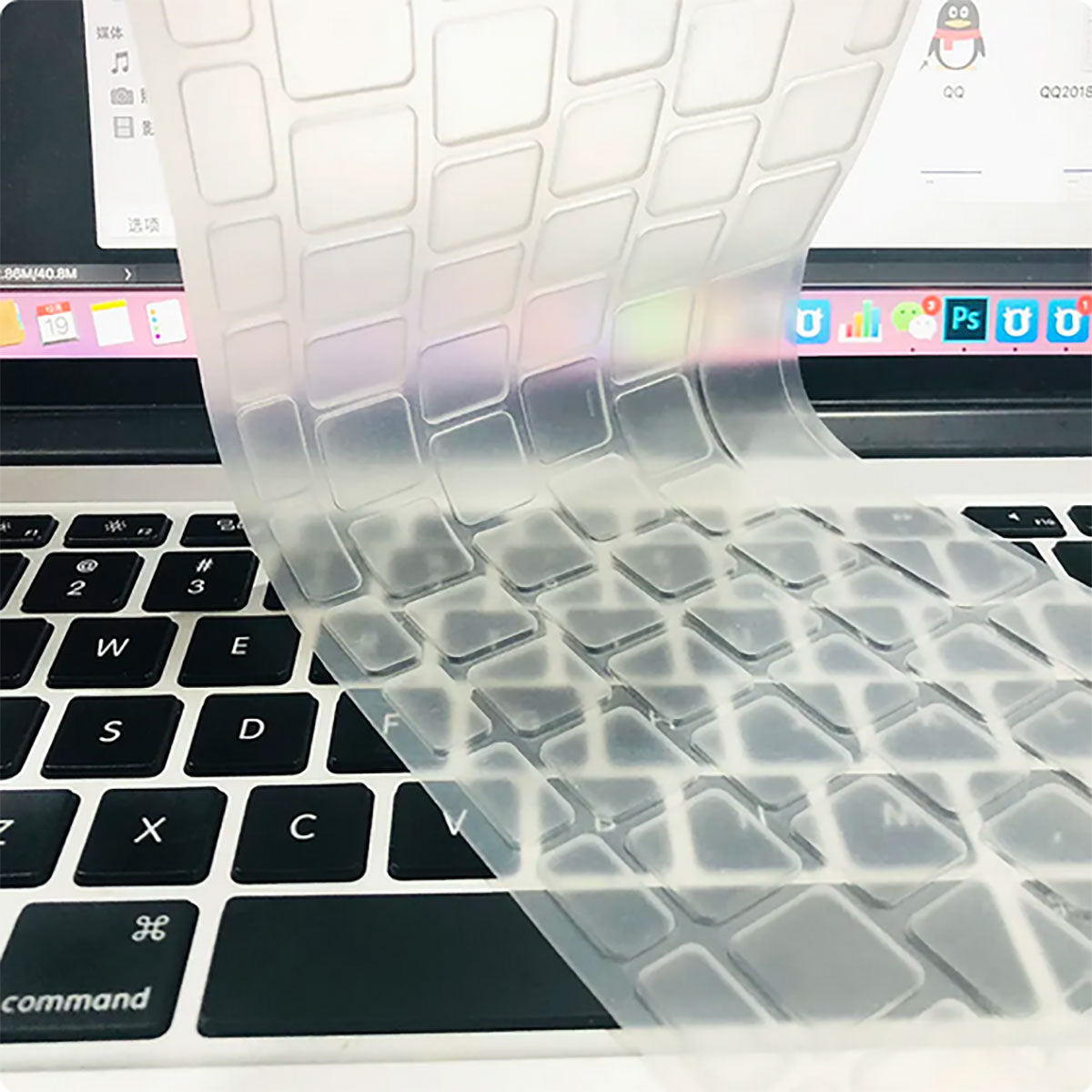 Apple Macbook 13.6&prime; Air 2024 M2 A2681 Zore Klavye Koruyucu Transparan Buzlu Silikon Ped Renksiz