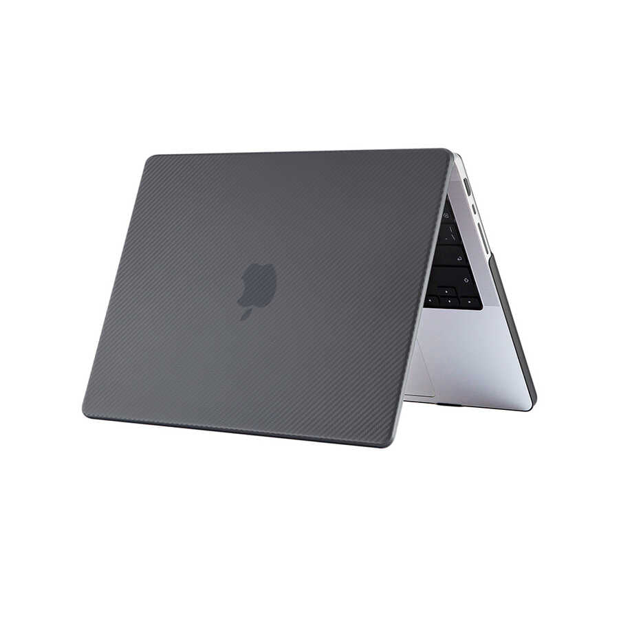 Apple Macbook Pro 14.2 2023 A2779 Zore MSoft Carbon Fiber Tasarımlı Kapak Siyah
