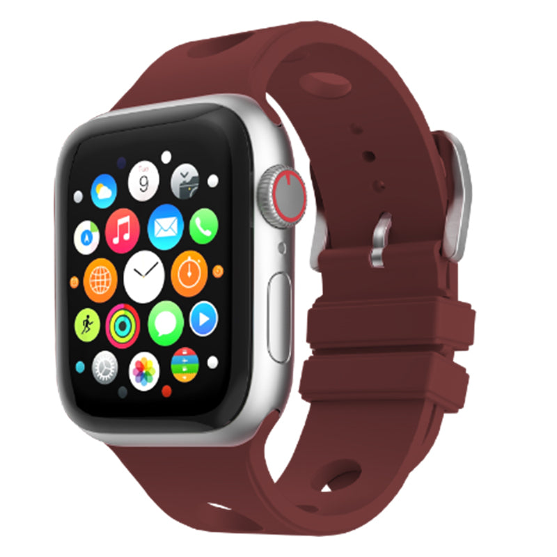 Apple Watch 10 42mm Delikli Tasarım Zore KRD-147 Silikon Kordon Gri