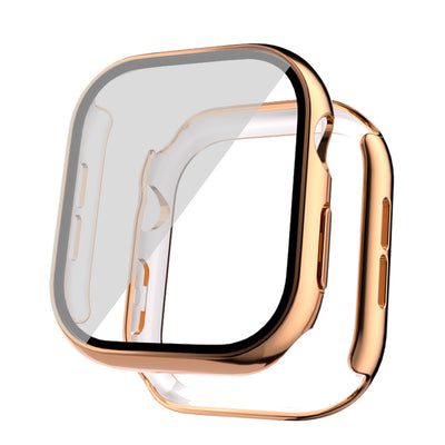 Apple Watch 10 42mm Sert PC Kasa Electroplatink Çerçeveli Ekran Koruyucu Zore Watch Gard 36 Rose Gold