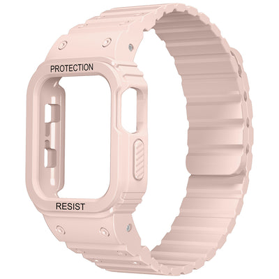 Apple Watch 10 42mm Zore KRD-142 Airbag Tasarımlı Kasa Koruyuculu Silikon Kordon Pembe