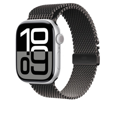 Apple Watch 10 46mm Zore KRD-100 Titanyum Hasır Kordon Siyah-Titanyum