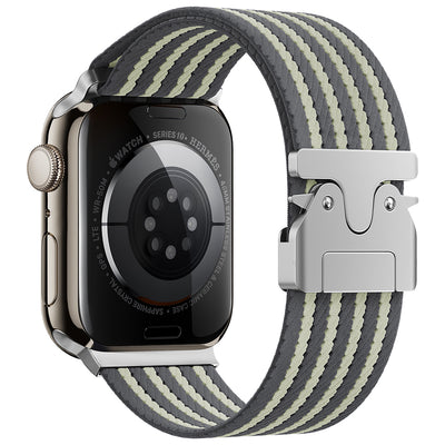 Apple Watch 10 46mm Zore KRD-133 Naylon Kumaş Hasır Örgülü Kordon Gri