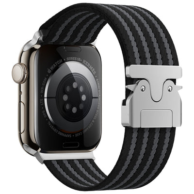 Apple Watch 10 46mm Zore KRD-133 Naylon Kumaş Hasır Örgülü Kordon Siyah