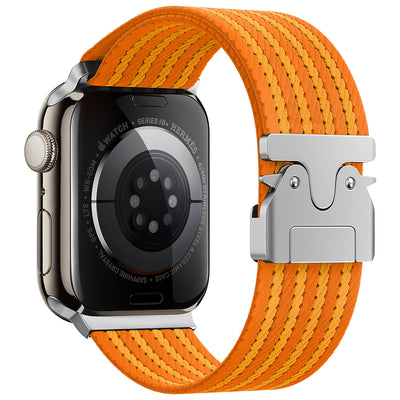Apple Watch 10 46mm Zore KRD-133 Naylon Kumaş Hasır Örgülü Kordon Turuncu