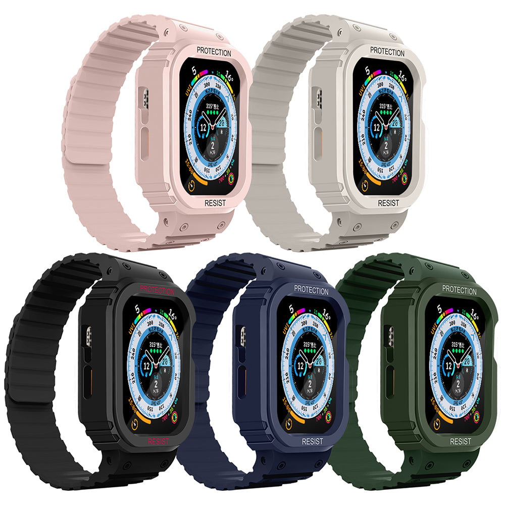 Apple Watch 10 46mm Zore KRD-142 Airbag Tasarımlı Kasa Koruyuculu Silikon Kordon Siyah