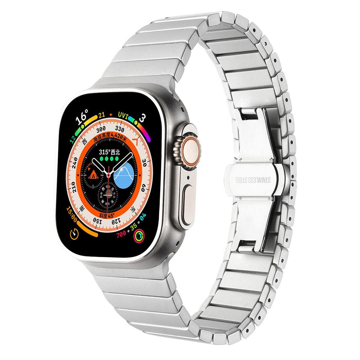 Apple Watch 38mm Kordon KRD-79 Metal Strap Kayış Gri