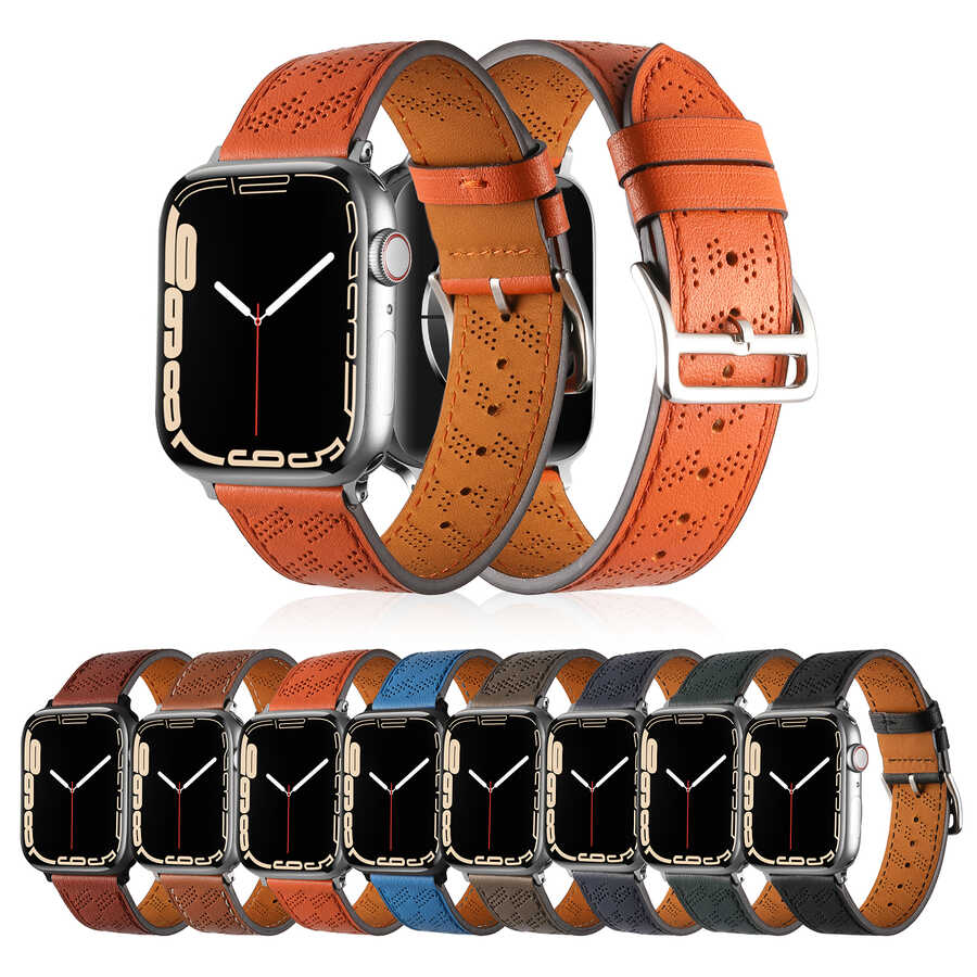 Apple Watch 38mm KRD-76 PU Deri Kordon Strap Kayış Kahverengi