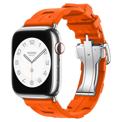 Apple Watch 38mm Spor Görünümlü Zore KRD-94 Silikon Kordon Turuncu