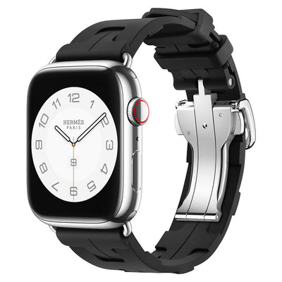 Apple Watch 38mm Spor Görünümlü Zore KRD-94 Silikon Kordon Siyah