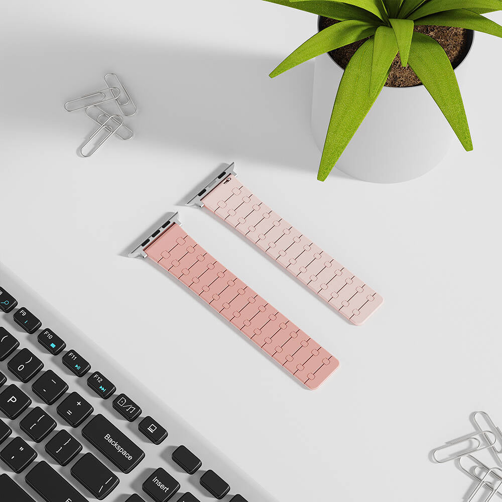 Apple Watch 38mm Zore KRD-111 Çizgili Desenli Silikon Kordon Pembe