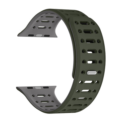 Apple Watch 38mm Zore KRD-124 Silikon Kordon Strap Kayış Koyu Yeşil-Gri