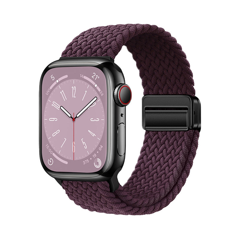 Apple Watch 38mm Zore KRD-134 Örgü Tasarımlı Hasır Kordon Strap Kayış Koyu Mor