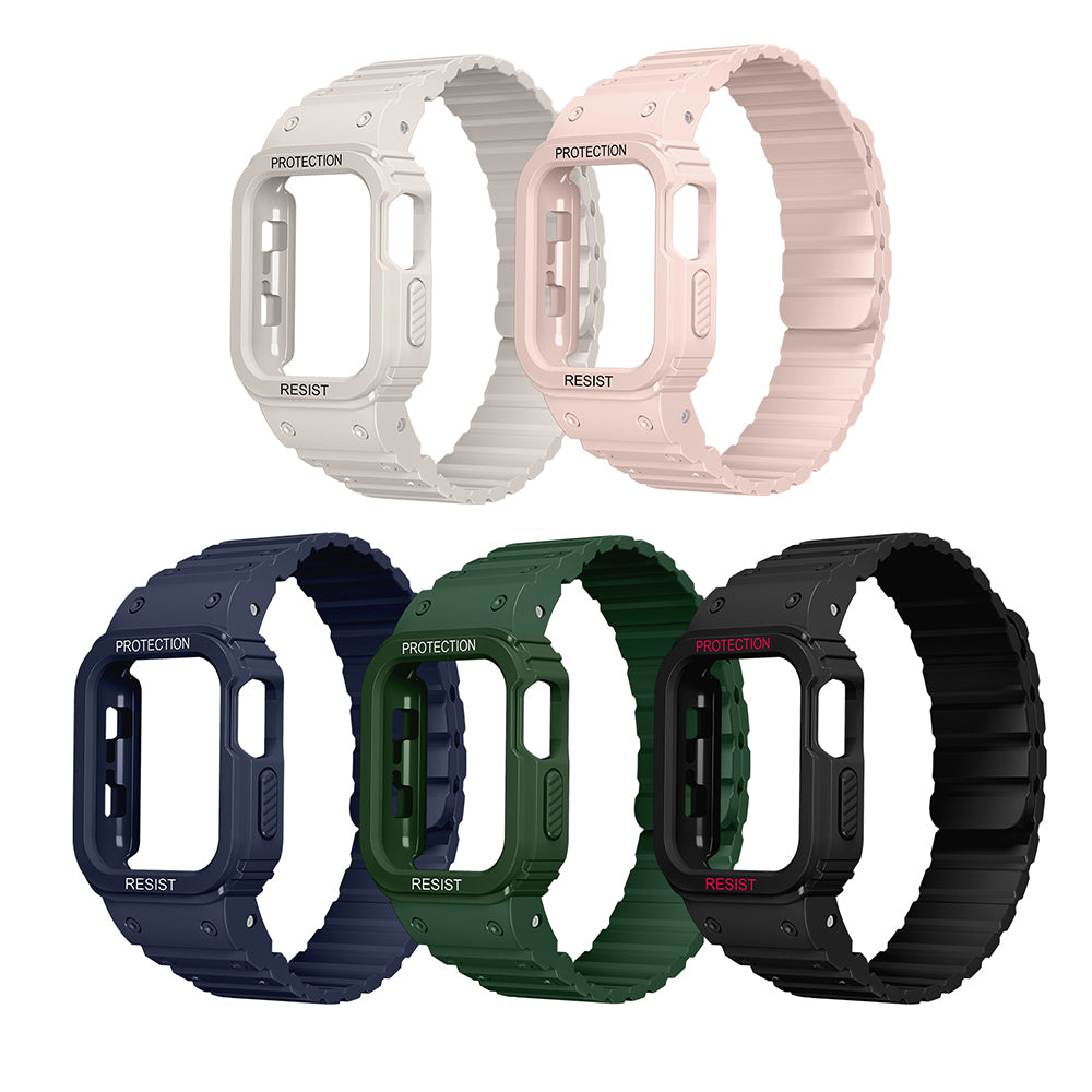 Apple Watch 38mm Zore KRD-142 Airbag Tasarımlı Kasa Koruyuculu Silikon Kordon Midnight Blue