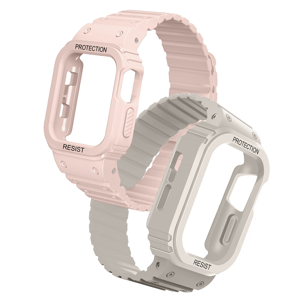 Apple Watch 38mm Zore KRD-142 Airbag Tasarımlı Kasa Koruyuculu Silikon Kordon Starlight