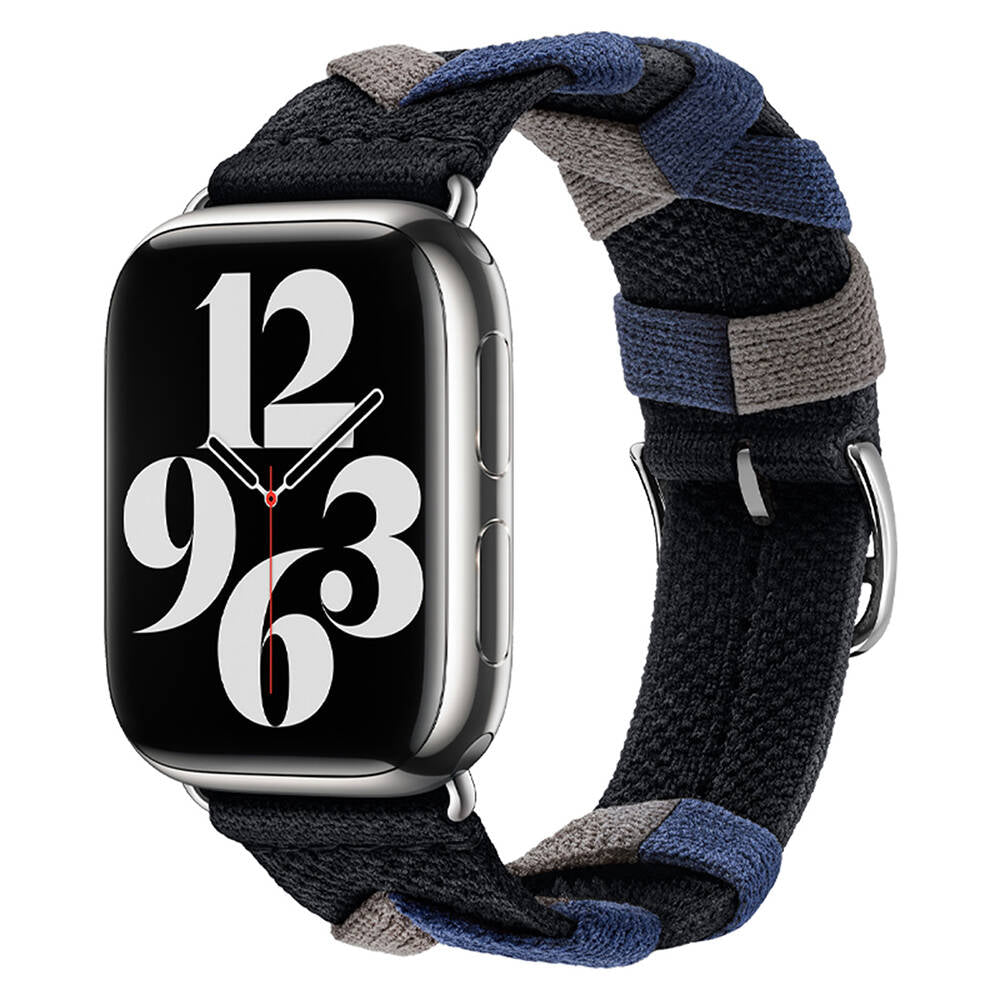 Apple Watch 38mm Zore KRD-97 Sarmal Örgü Tasarımlı Kordon Siyah