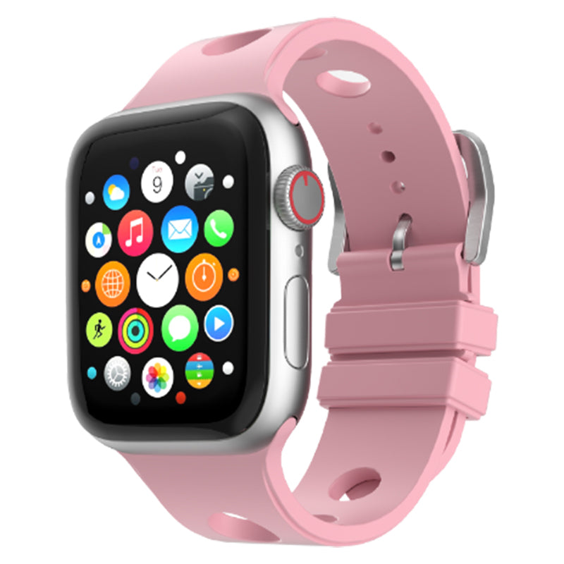 Apple Watch 40mm Delikli Tasarım Zore KRD-147 Silikon Kordon Pembe