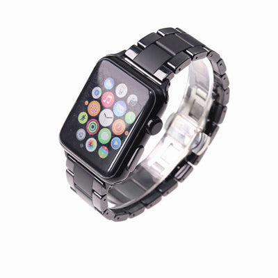 Apple Watch 40mm Mat Seramik Metal Kordon Parlak Siyah