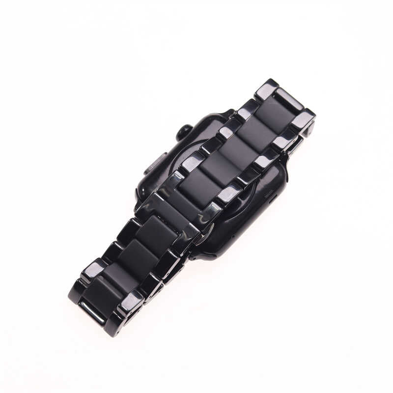 Apple Watch 40mm Mat Seramik Metal Kordon Parlak Siyah