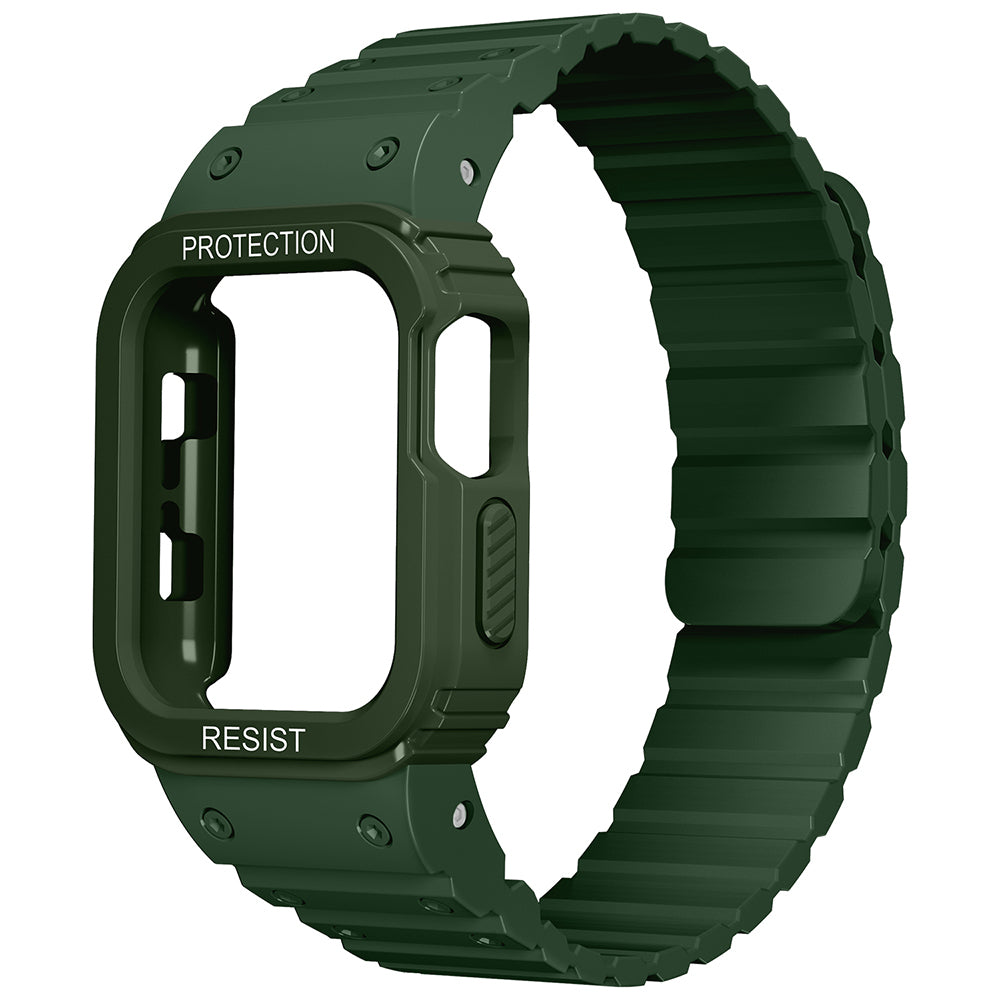 Apple Watch 40mm Zore KRD-142 Airbag Tasarımlı Kasa Koruyuculu Silikon Kordon Yeşil
