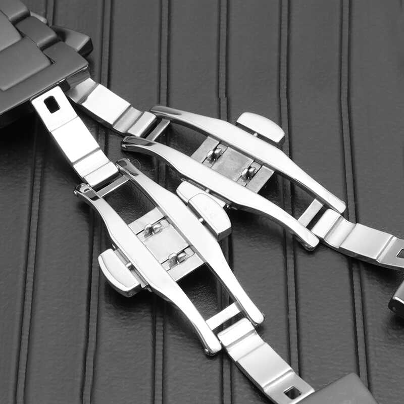 Apple Watch 42mm Mat Seramik Metal Kordon Parlak Siyah