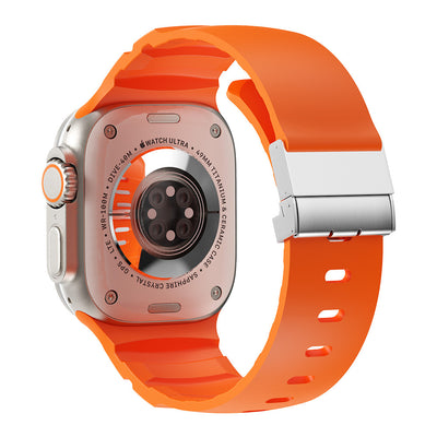 Apple Watch 42mm Zore KRD-145 Metal Tokalı Silikon Kordon Siyah