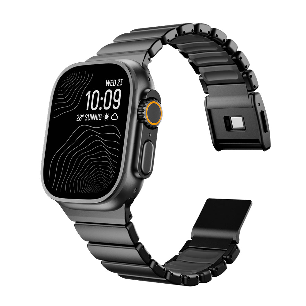 Apple Watch 42mm Zore KRD-152 Titanyum Silikon Kordon Gri-Turuncu