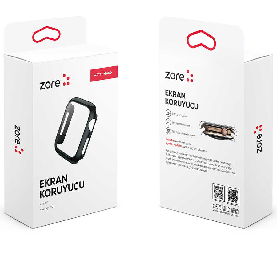 Apple Watch 42mm Zore Watch Gard Ekran Koruyucu Siyah