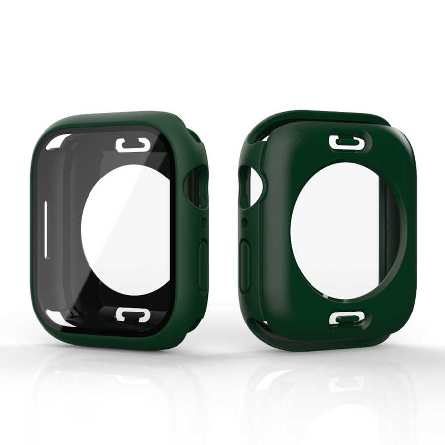 Apple Watch 44mm 360 Derece Korumalı Kasa ve Ekran Koruyucu Zore Watch Gard 12 Koyu Yeşil