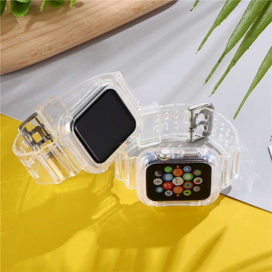 Apple Watch 44mm KRD-27 Silikon Kordon Renksiz