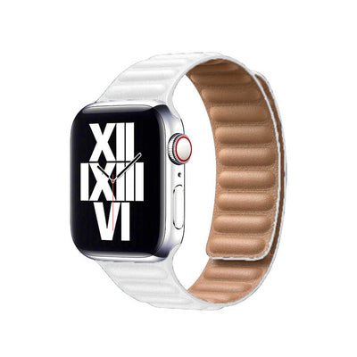 Apple Watch 44mm KRD-34 Deri Kordon Beyaz