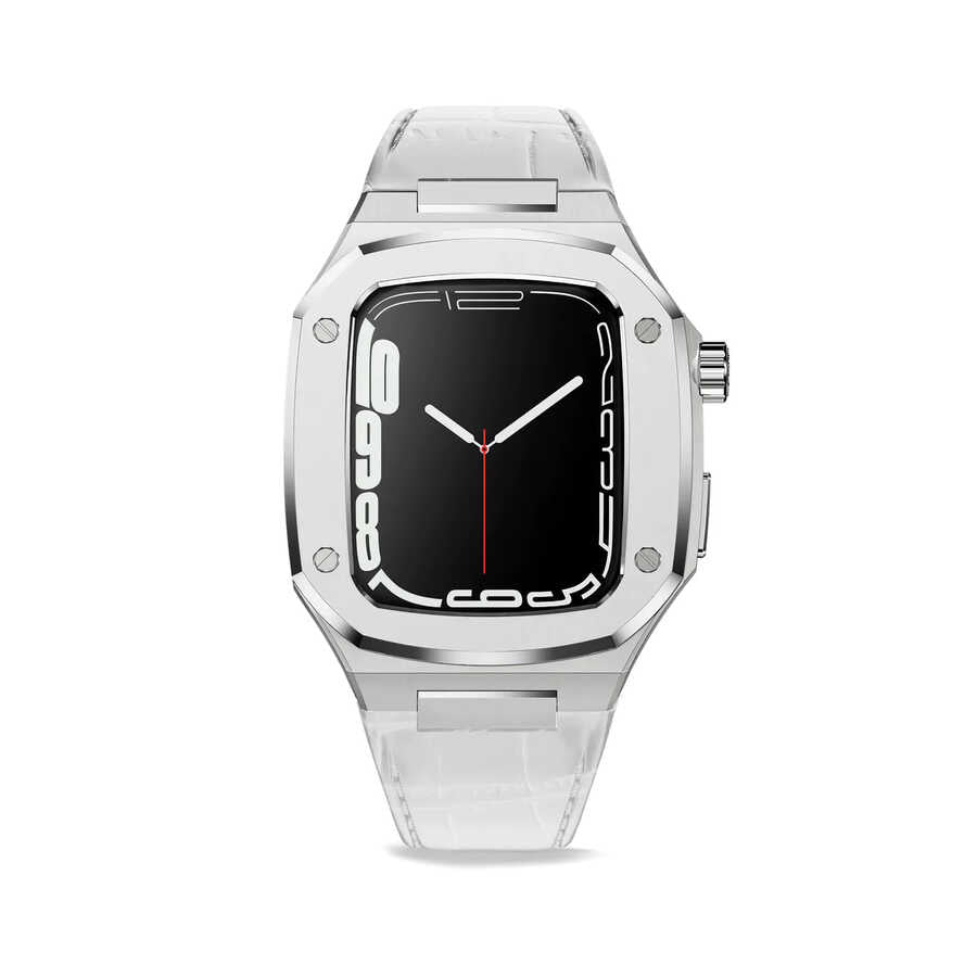 Apple Watch 44mm KRD-67 Kordon Beyaz-Gümüş